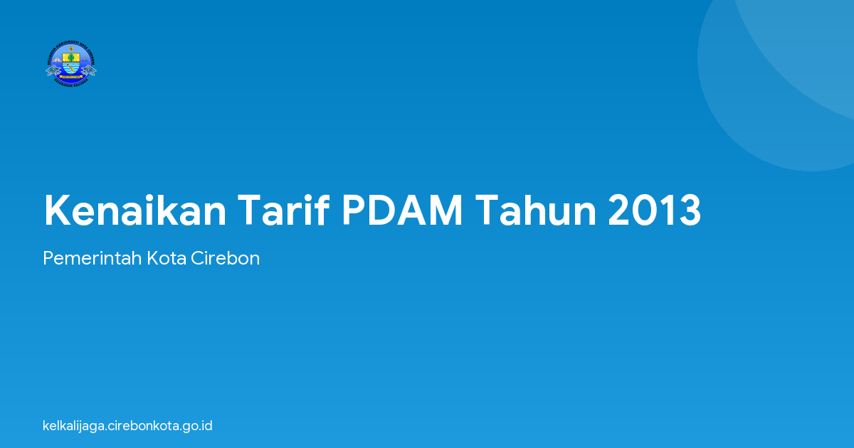 Kenaikan Tarif PDAM Tahun 2013