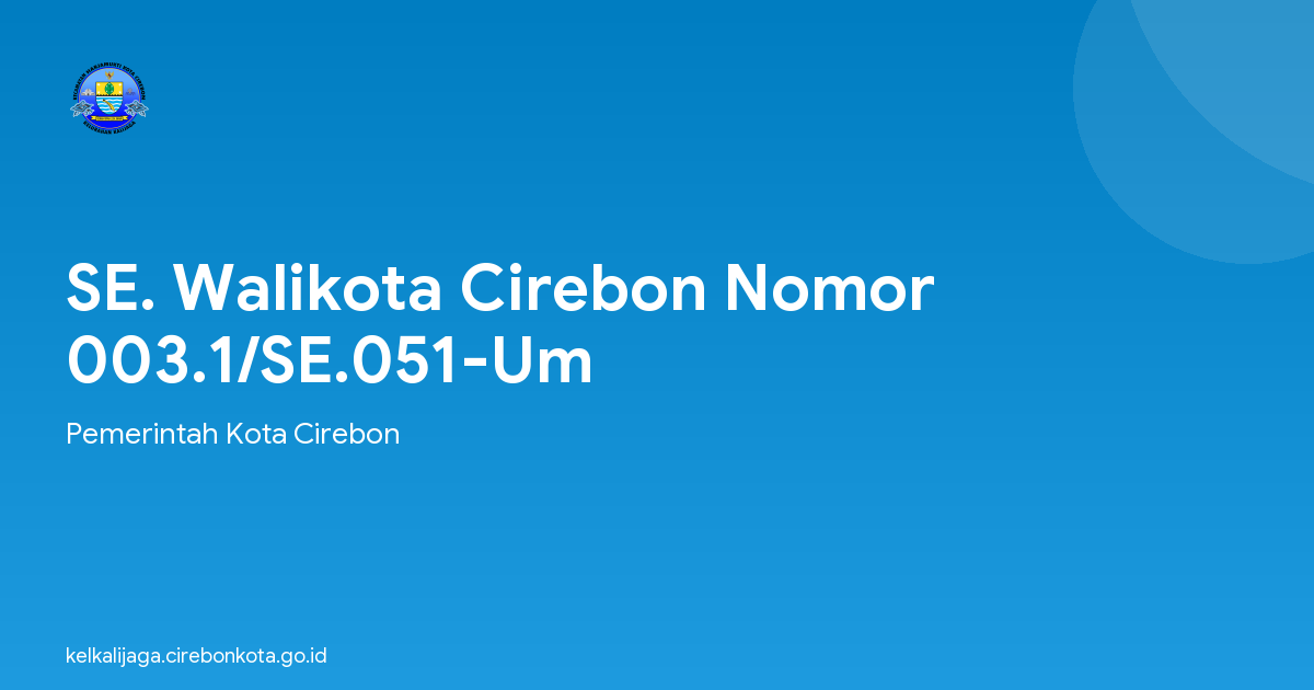SE. Walikota Cirebon Nomor 003.1/SE.051-Um